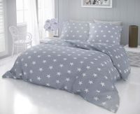 Kvalitní bavlněné povlečení s motivem bílých hvězd na šedém podkladu DELUX STARS šedé  | 1x 140/200, 1x 90/70