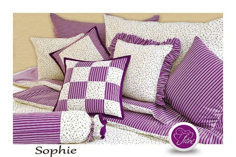 Kvalitní saténové povlečení selského stylu fialové barvy se zipovým uzávěrem Sophie