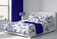 Bavlněné povlečení modro-bílé s květinovým vzorem | 1x 140/200, 1x 90/70