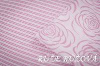 Povlak jednoduchý růže růžová perokreba s proužkem